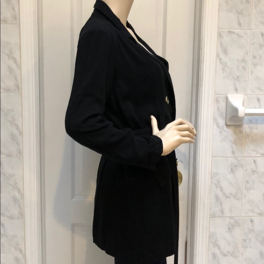 BLACK BELTED & BUTTON CLOSURE JACKET - Picture 7 of 8